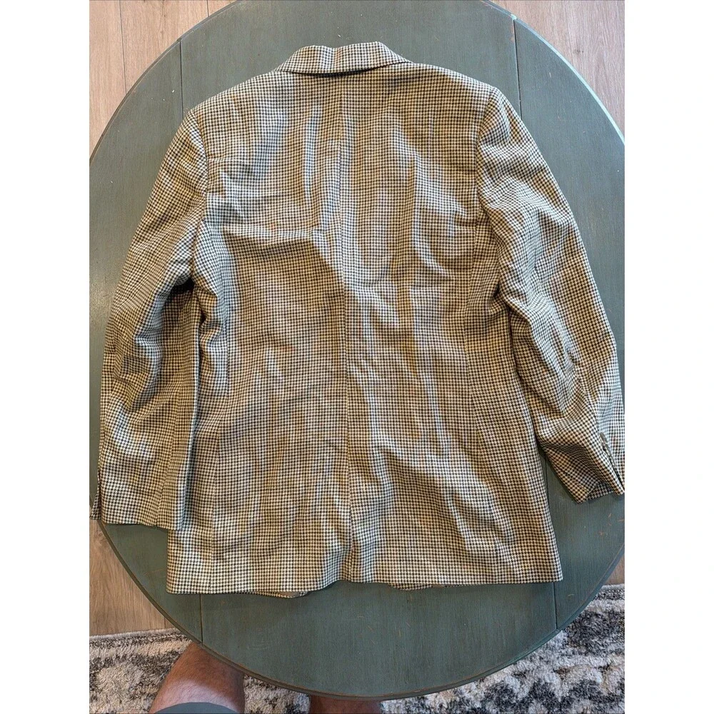 Brooks Brothers Houndstooth Wool Blazer Jacket Made USA Vintage 90s 40R See Desc